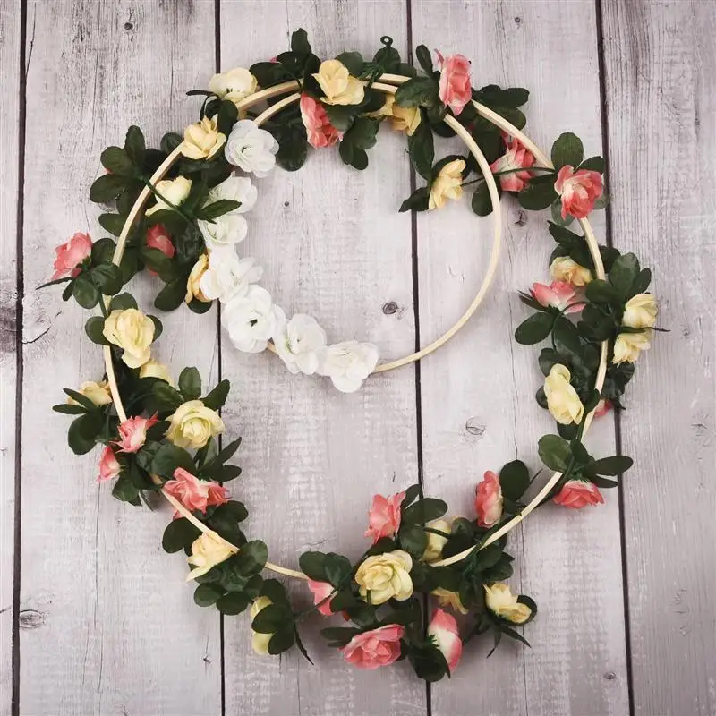 8-33cm Decorative Bamboo Circle DIY Handmade Material For Floral Wreath Dreamcatcher Wedding Decor Hoop Round Ring Home Decor