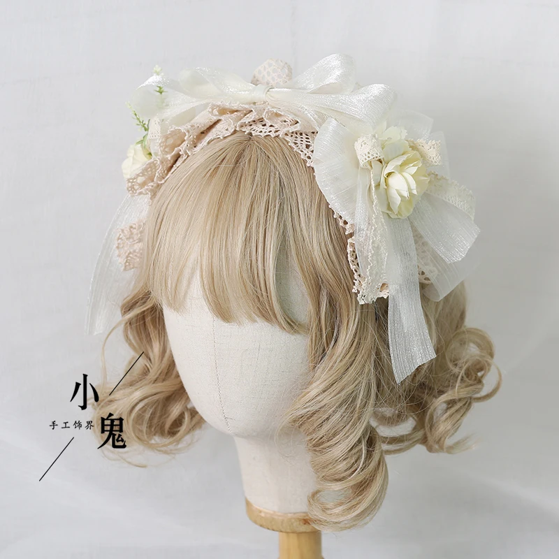 Lolita Generate Color Lolita Flower Wedding CLA Hair Band KC Lace Bow Lo Oversleeves Flower Ball Side Clip Hair Accessories