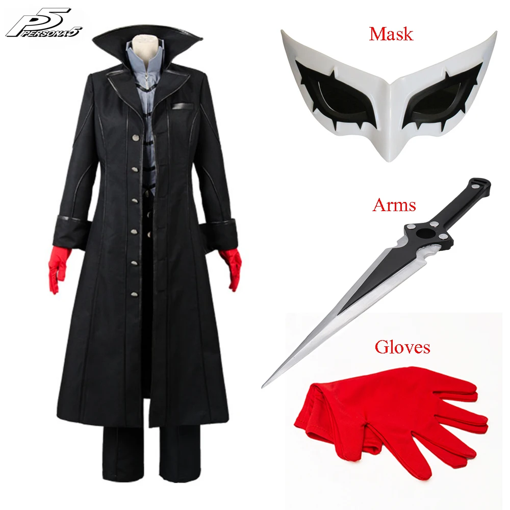 

Amemiya Ren Cosplay Anime Persona 5 Joker Mask Clothes Adult Men Outfit Uniform Full Suit Halloween Carnival Role Play Costumes