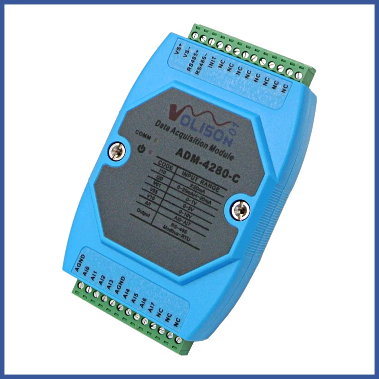 

VOLISON 01 8-way / 4-way 0-20mA / 4-20mA / 0-5V / 0-10V analog quantity acquisition module Modbus RTU 16bit