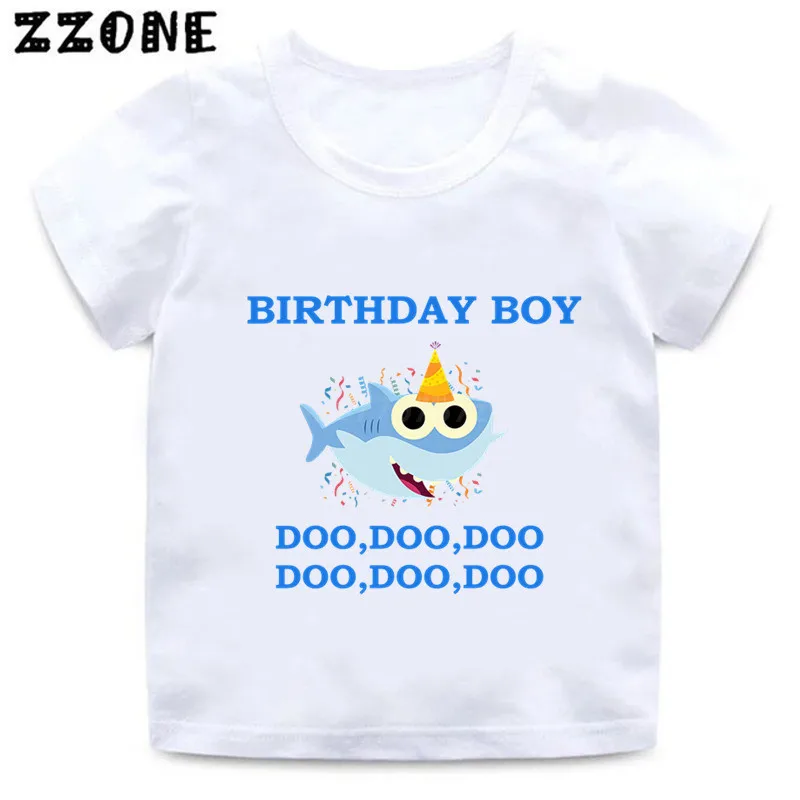 Shark 1-9 Number Print Cartoon Funny T shirt Kids Happy Birthday Present T-shirt Boys Girls Summer Clothes,HKP2441