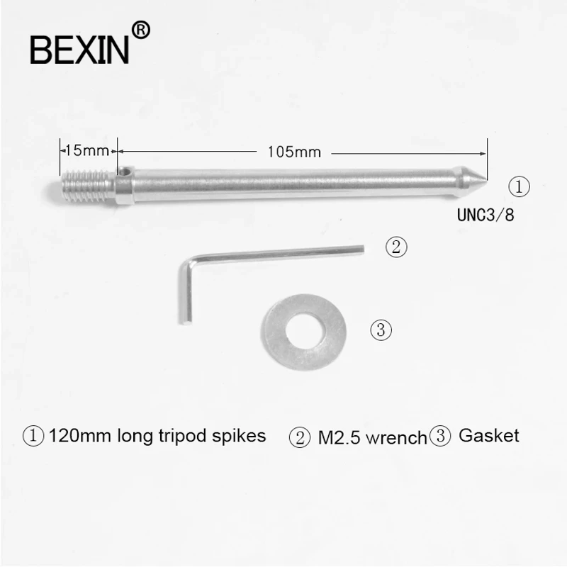 BEXIN-trípode Universal de repuesto, 120mm, 65mm, 3/8 pulgadas, pincho de pie para Bogen Manfrotto, Gitzo, Benro, RRS, SIRUI, monopié