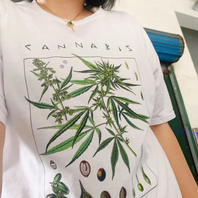 2021 Short Sleeve O-Neck Cannabis T-Shirt Botanical Garden Plant Print Art Botany Bloom Fruit Flower Grow T Shirt