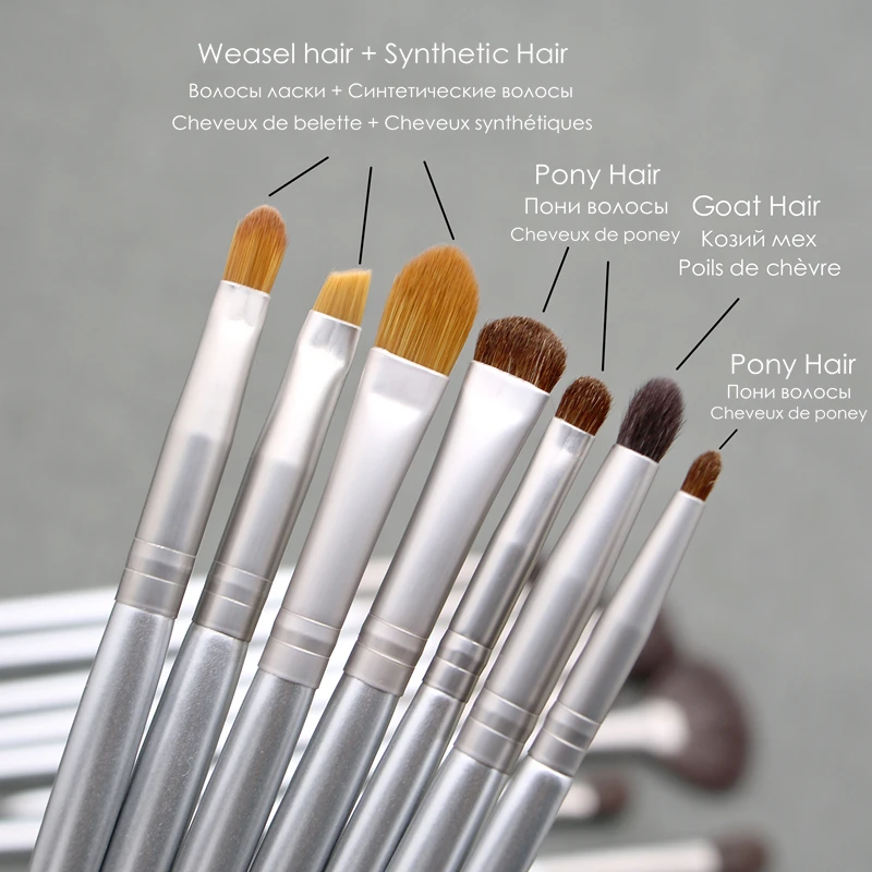 Sywinas Eyeshadow Brush set 15pcs High Quality Goat Pony Hair Smoulder Blending Shader Eye Shadow Brow Eyebrow Makeup Brushes