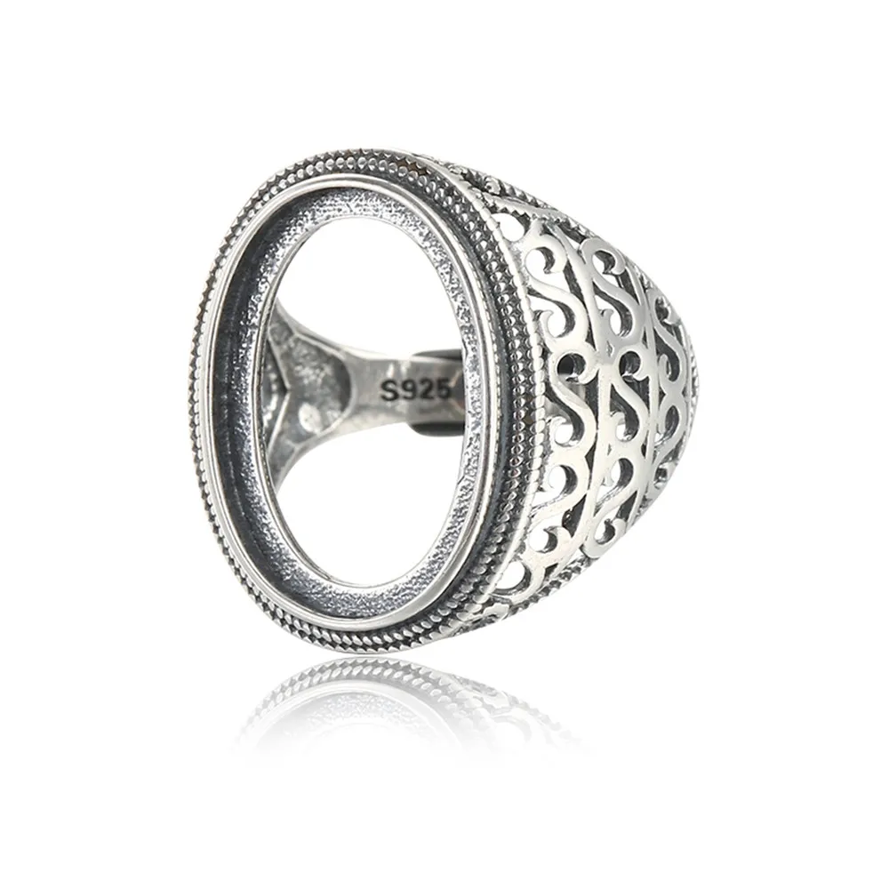 Ring Setting for 13x19mm Oval Cabochons Ring Blank Thai Sterling Silver Adjustable Band Ring Base SR0037