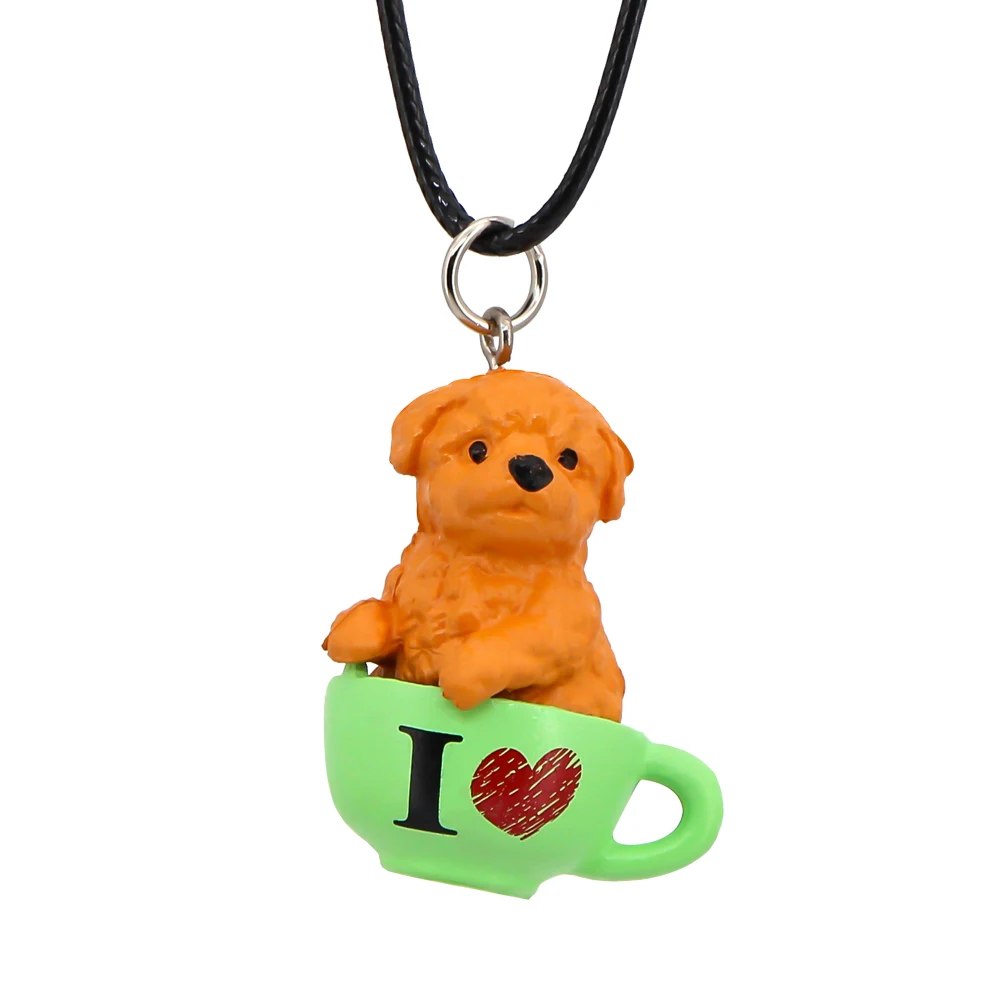 Car Pendant Creative Teacup dog Ornaments Auto Rearview Mirror Lovely Dog Hanging Decoration Dangle Trim Styling Accessories