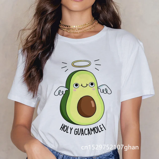 New Avocado Shirt Vegan T Shirt Women Harajuku Kawaii White Short Sleeve T-shirt 90s Korean Style Tshirt Fashion Top Tees Female