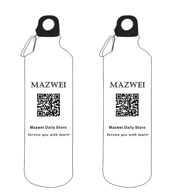 750ML Bottle DIY customize colorful print LOGO photo for Sport Club Hiking Bike with hook Travel Aluminium Portable MAZWEI