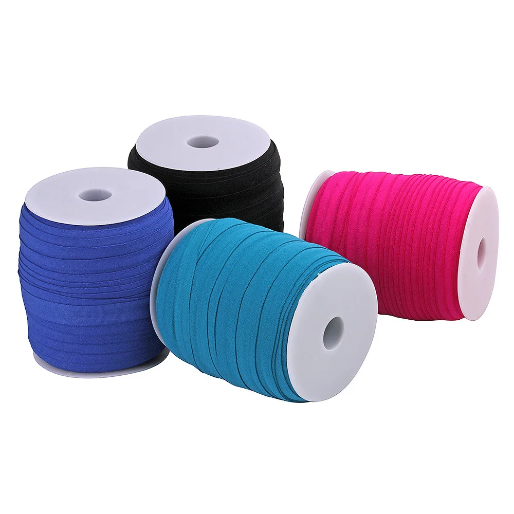 100m*15mm Elastic edging belt Solid Color Shiny Fold Over Elastic FOE Spandex Band Kids Hair Tie Headband Dress Lace Trim Sewing