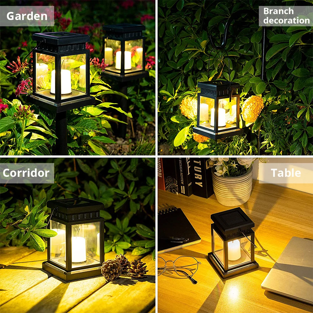 Outdoor Solar Light Retro Lantern Flashing Candlelight Copper Wire Light Garden Decoration Waterproof Landscape Light