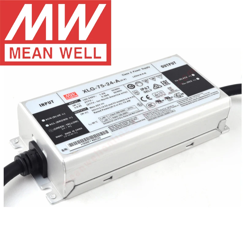 Mean Well XLG-75-24-A IP67 Metal Case Street/Skyscraper lighting meanwell 75W Constant Voltage/Constant Current LED Driver