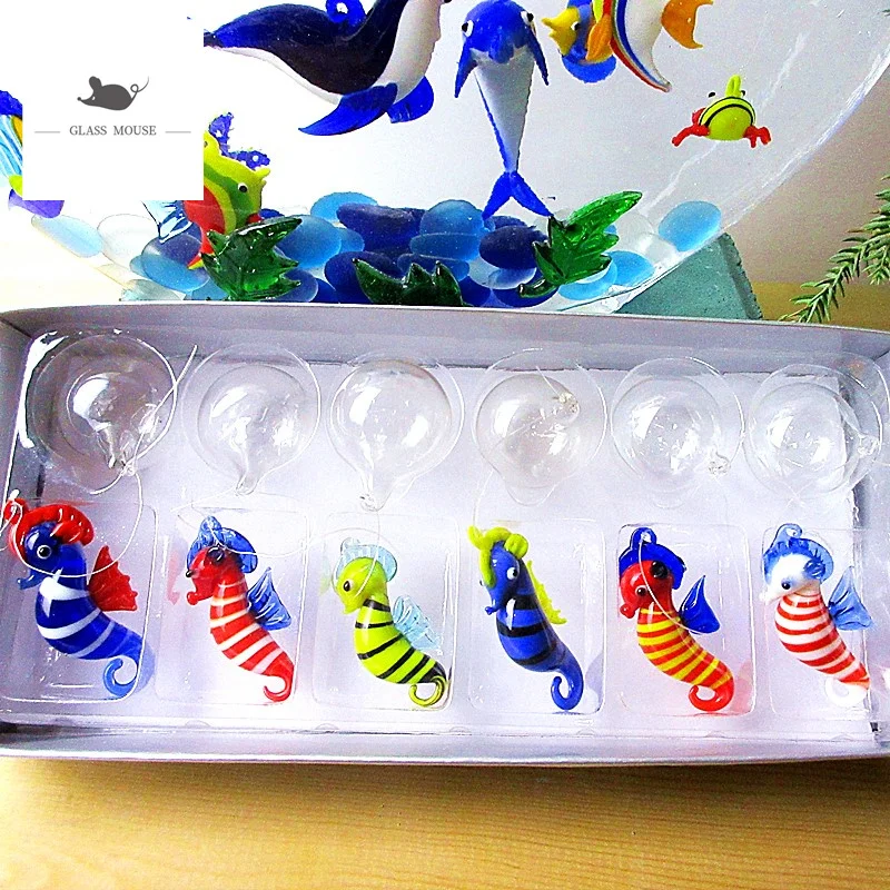 Custom Handmade Murano Floating Glass Sea Turtle Miniature Figurines Aquarium Decoration Charms Pendant Marine Animals Statues