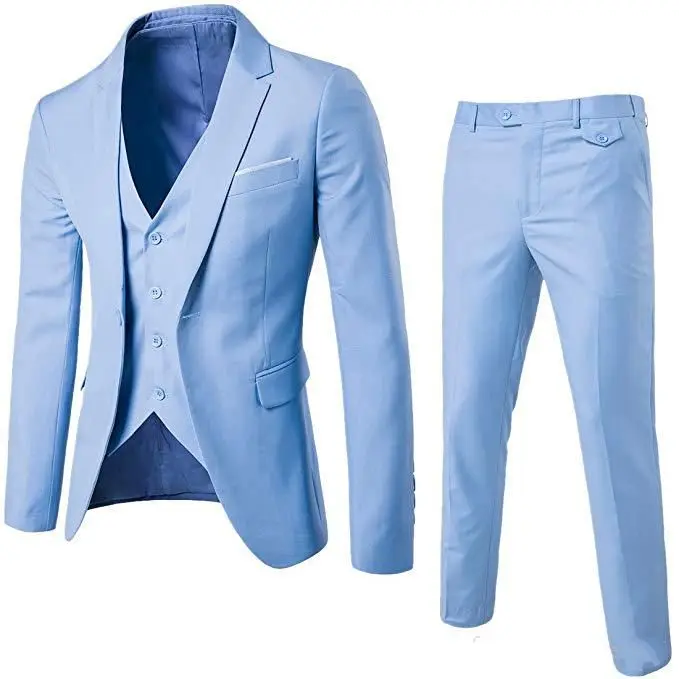 Masculino três peças ternos dos homens ajuste fino único breasted ternos de casamento dos homens feitos sob encomenda conjuntos terno do smoking do casamento (colete + calças + blazer)