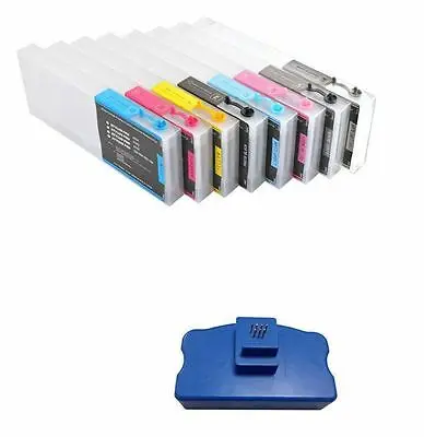 Refillable Ink Cartridge for Epson Stylus Pro 7880 9880 +Chip resetter + Funnels