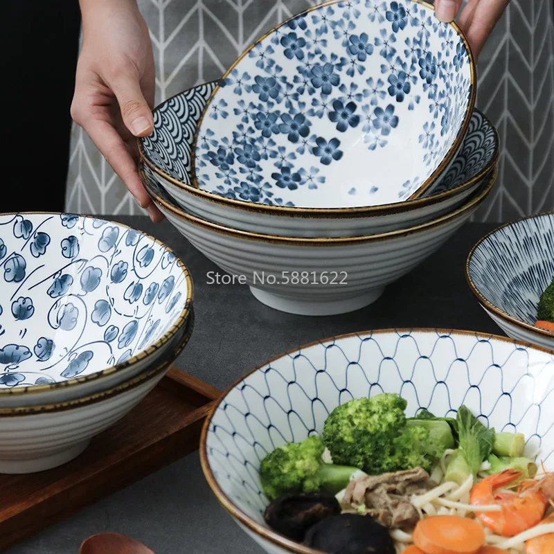 Ceramic 8-inch Japanese-style Bowl, Hat Soup Bowl, Retro Net Red Noodle bowls