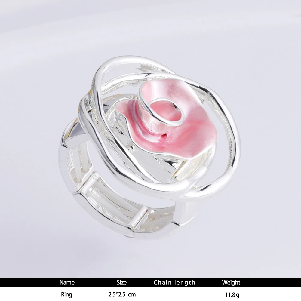 MeiceM Classic Rose Flower Shape Rings for Women Enamel Steel Anillo 2021 New Fashion Color Jewelry Women\'s Gift Wholesale Party