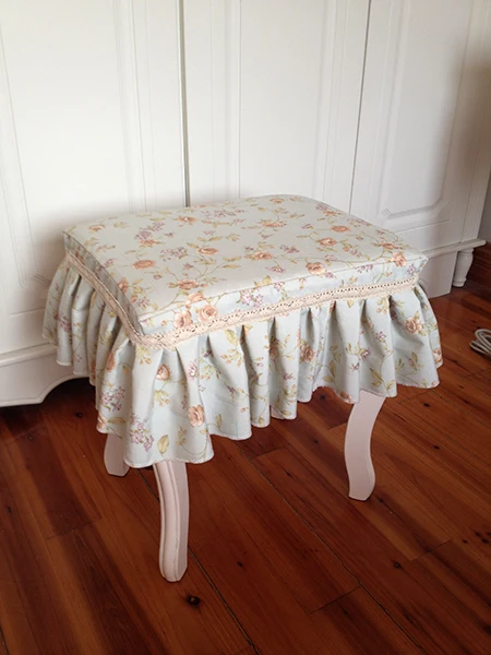 floral pattern makeup stool cover ruffled frill flower printed piano bench cover