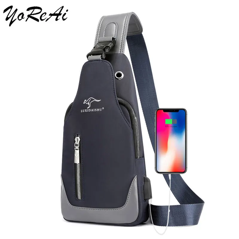 

Повседневные многофункциональные сумки-мессенджеры YoReAi через плечо с защитой от кражи, Мужская водонепроницаемая нагрудная сумка из ткани Оксфорд для коротких поездок
