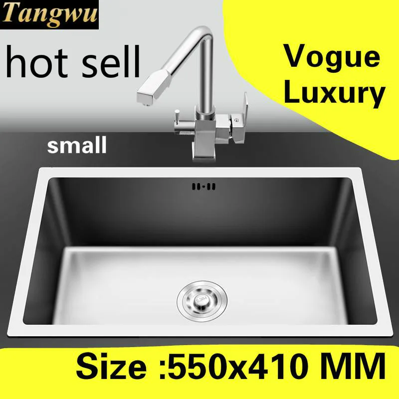 

Free shipping Apartment kitchen manual sink single trough vogue do the dishes 304 stainless steel hot sell small 550x410 MM
