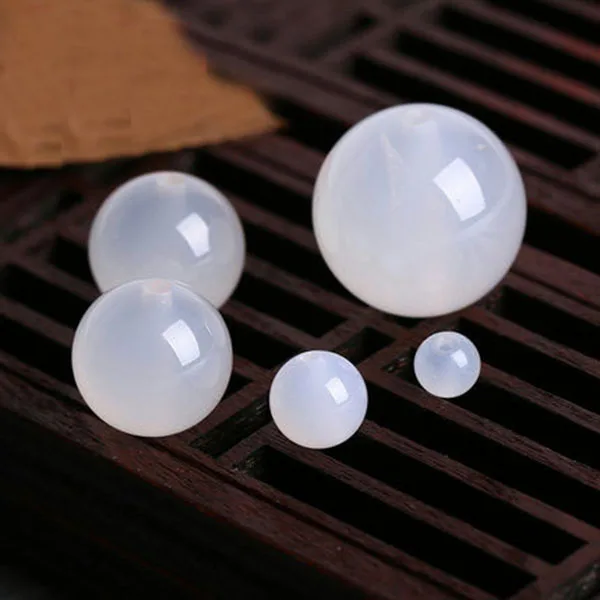 4A Natural White Agate Quartz Crystal Single Bead DIY Jewelry Making