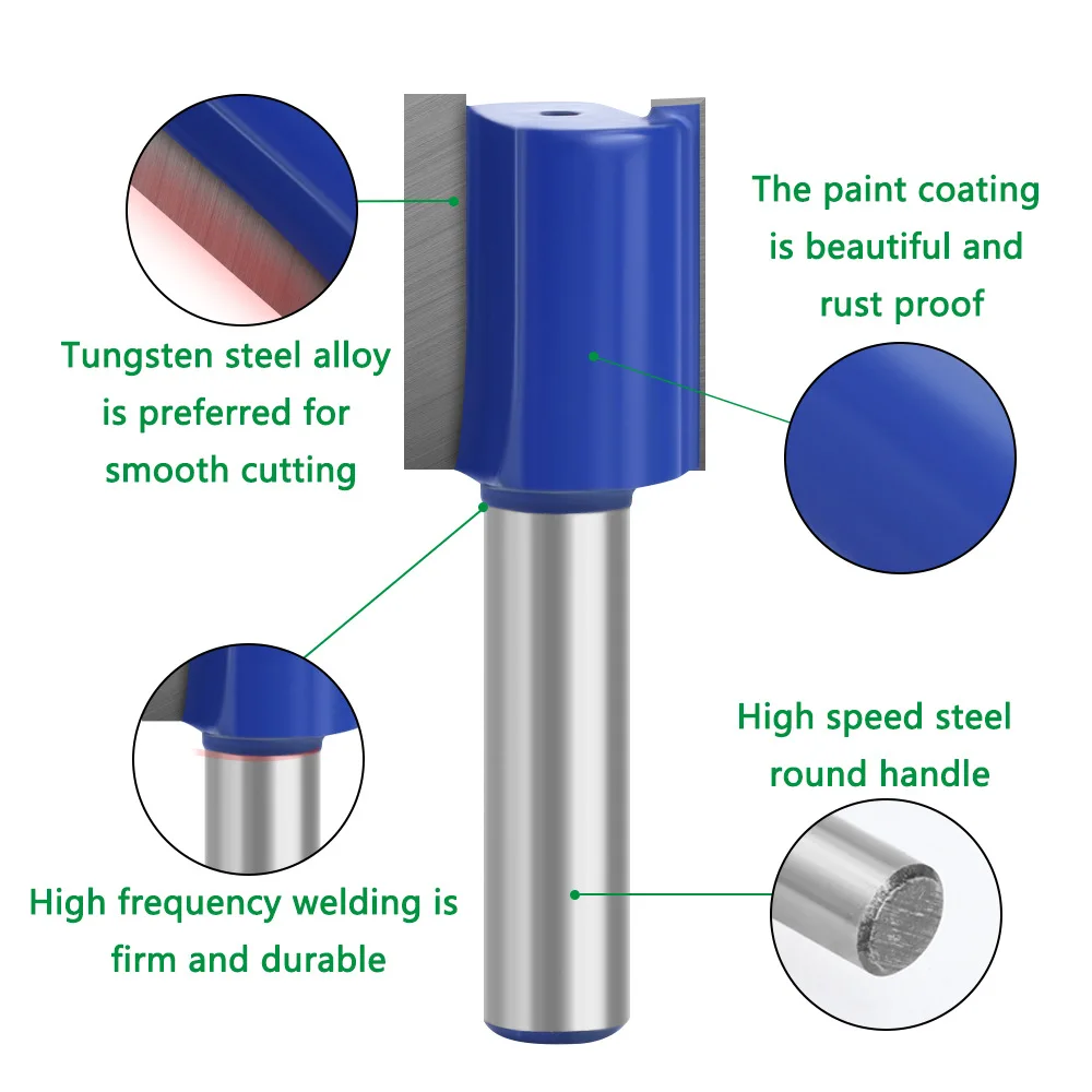 9PCS 8mm Shank 5/6/8/10/12/14/16/18/20mm Cutting Diameter Carpenter Milling Cutter Straight Woodworking Router Bit Set