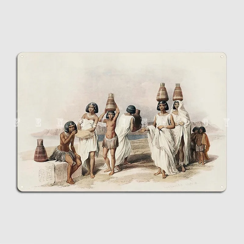 Egypt Illustration Nubian Women At Kortie On The Nile Poster Metal Plaque Club Bar Funny Plaques Tin Sign Posters