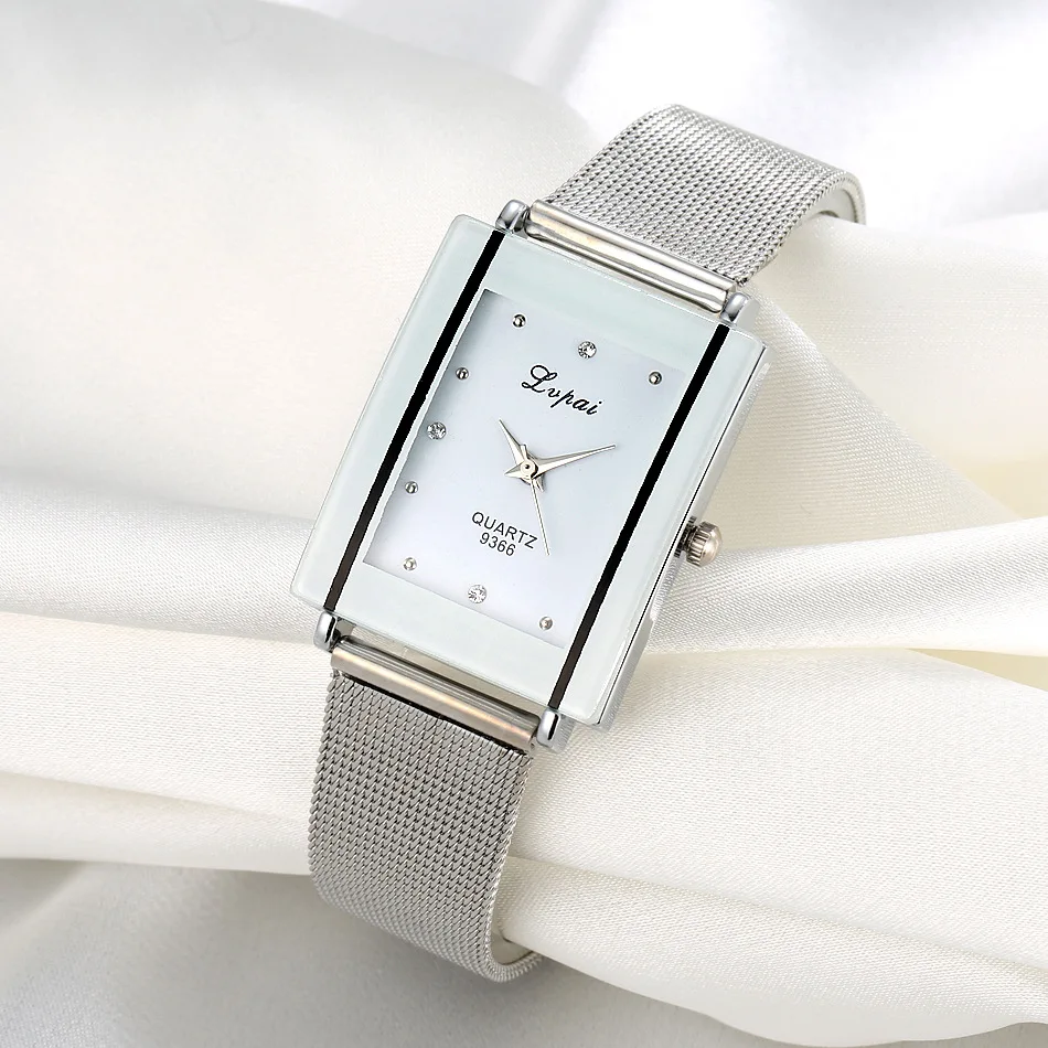 Women Bracelet Watch Silver Square Luxury Crystal Alloy WristWatches luxury Brand Women Vogue Men Watch Quartz Dropshiping