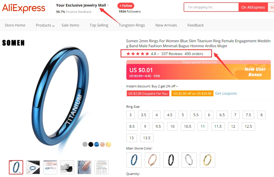 Somen 2mm Ringe Für Frauen Blau Dünne Titan Ring Weibliche Engagement Hochzeit Band Männlichen Mode Schmuck Bague Homme Anillos mujer – Detail 2