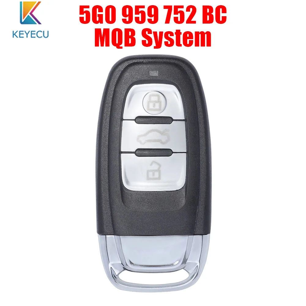 

KEYECU MQB System Smart Remote Key 3 Buttons Fob 434MHz ID48 for Volkswagen Golf VII GTI 2012-2018 FCC: 5G0 959 752 BC