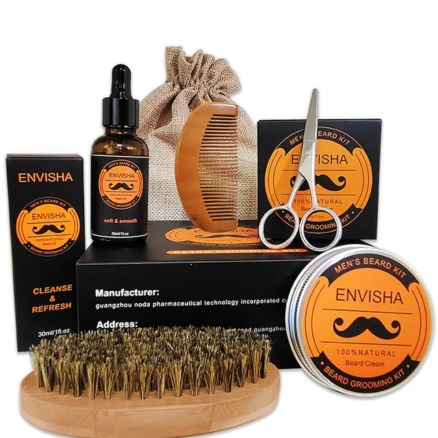 ENVISHA nawilżająca pielęgnacja brody zestaw kremów do wzrostu serum olejne produkty przeciw wypadaniu włosów dla mężczyzn odżywcze miękkie gładkie naprawa mikroigł