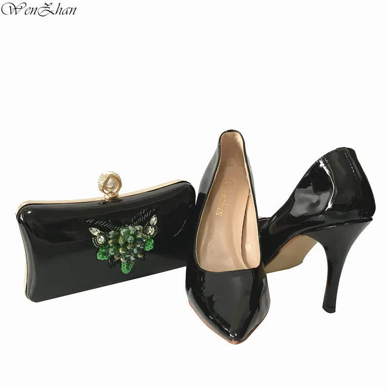 WENZHAN Nigerian Women Party Pumps High Heels Shoes And Bags To Match Women Wedding Elegant Shoes Gold 36-43