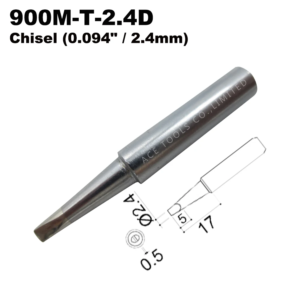 Soldering Tip 900M-T-2.4D Chisel 2.4mm for Hakko 936 907 Milwaukee M12SI-0 Radio Shack 64-053 Yihua 936 X-Tronics 3020 Iron Bit