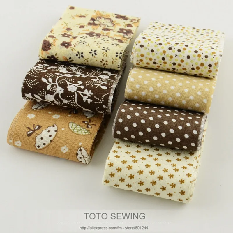 F031#  7pcs 100% Cotton fabric strips coffee sets jerry roll DIY quilting fabric for patchwork crafts fabric textile 5cmx100cm