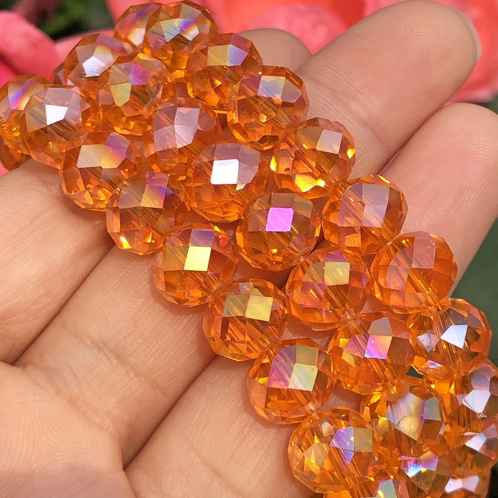 Upscale Orange Multicolor Austrian Rondelle Crystal Glass Faceted Loose Spacer Beads For Jewelry Making Diy Bracelet 4/6/8/10MM