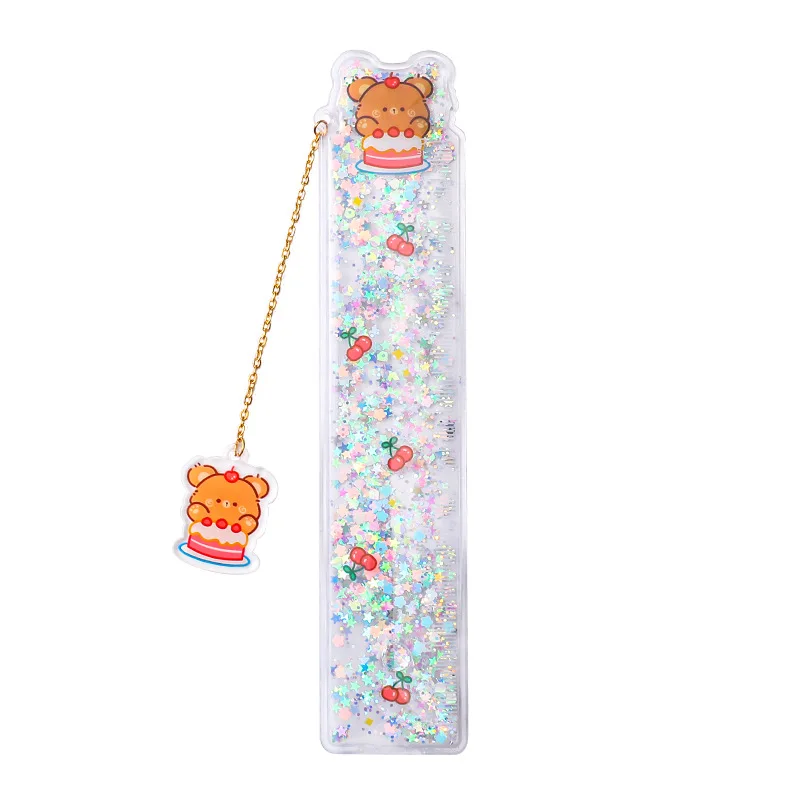 In the oil quicksand bookmark ruler ins 소녀 하트 학습 펜던트 스케일 다기능 펜던트 그림 눈금자 15cm