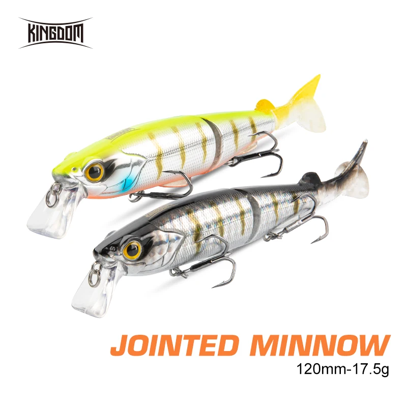 Kingdom Fishing Lures Wobblers Jointed Minnow 120mm 17.5g Jerkbait For Seabass Pike Trout 0-0.5m Depth Artificial Hard SwimBait