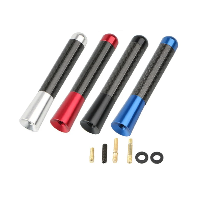 10pcs 8cm Car Roof Antenna Carbon Fiber Short Screw Metal Stubby Mast Antenna For VW Polo Passat GOLF Vento Arteon Replacement