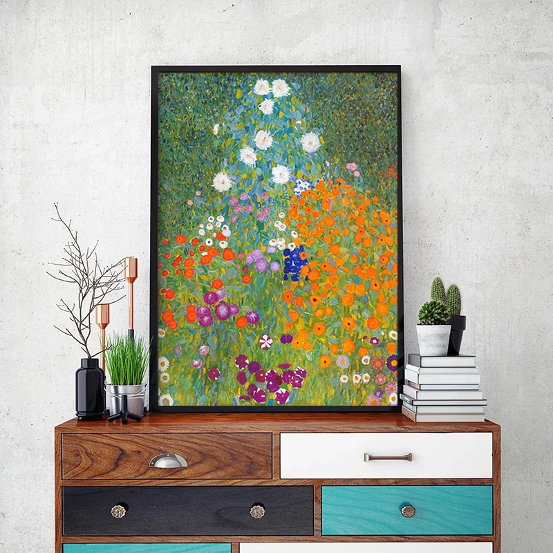 Famous Gustav Klimt’s Canvas Painting Flowers and Landscapes Posters Prints Wall Art Pictures