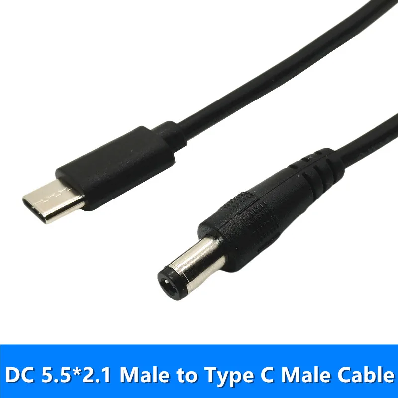 DC Type-c Male to 5.5*2.1 Male Cable 5521 Power Jack DC Power Connector 5.5x2.1 adapter USB Type C Converter 3.3FT 1M