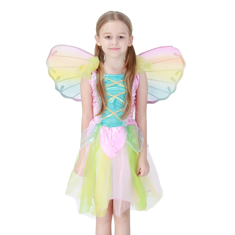 

Tinker Bell Costumes Girls Rainbow Butterfly Fairy Costume Kids Tinkerbell Dress With Wings Fancy Dress Purim Party Outfit 2022