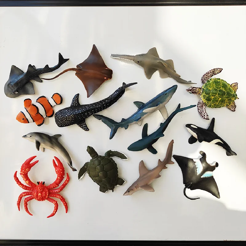 Marine Animal Dolphin Shark krab lodówka naklejka magnetyczna Patch żywiczne elementy wyposażenia domu tablica magnesy na lodówkę
