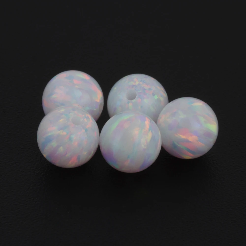 Hot!! OP17 White Fire Opal Stone 3mm 4mm 5mm 6mm Round Smooth Ball Shaped Beads Without/Half/Full Hole For Sale