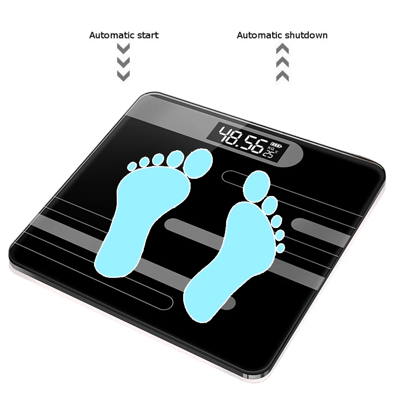 Bathroom Scale LCD Display Floor Body Scales USB Charging Glass Smart Electronic Body Weighing Scales Measuring Digital Scale