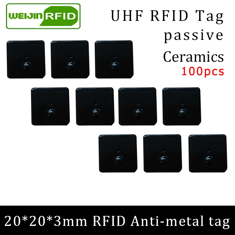 

UHF RFID metal tag 915m 868m impinj NXP EPC ISO18000 6c 100pcs free shipping 20*20*3mm small square Ceramics passive RFID tags