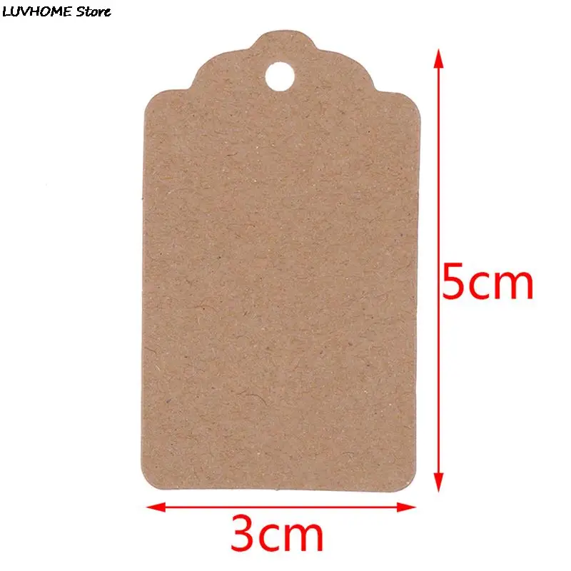 100Pcs/Lot 3cmx5cm Gift Cards Blank Kraft Jewelry Price Label Kraft Paper String Price Tags With String 20m