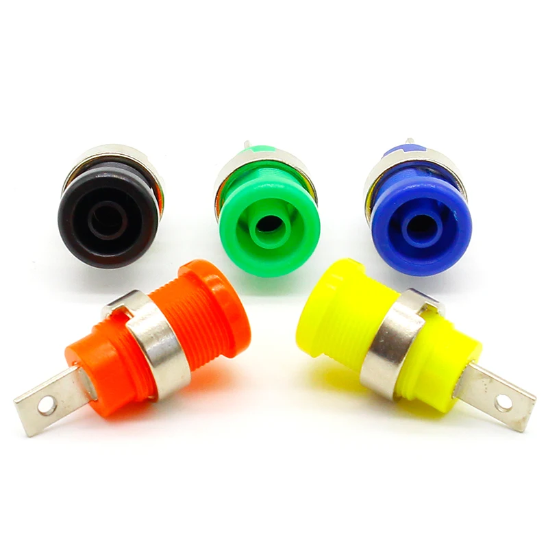 5pcs Banana plugs black+red+blue+yellow+green banana female jack binding post wire connector mix colors