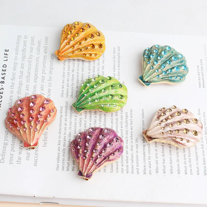 Pomlee Enamel Rhinestone Shell Brooches Women Animal Ocean Series Party Office Casual Brooch Pins Jewelry Gifts Wholesale