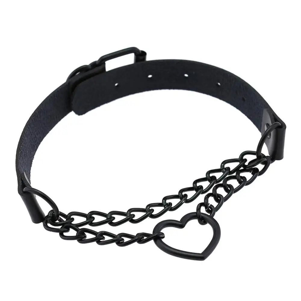 Vintage Heart Necklace Choker With Chain Goth Collar For Girls Grunge Punk Cute Kawaii Egirl Chocker Harajuku Accessories