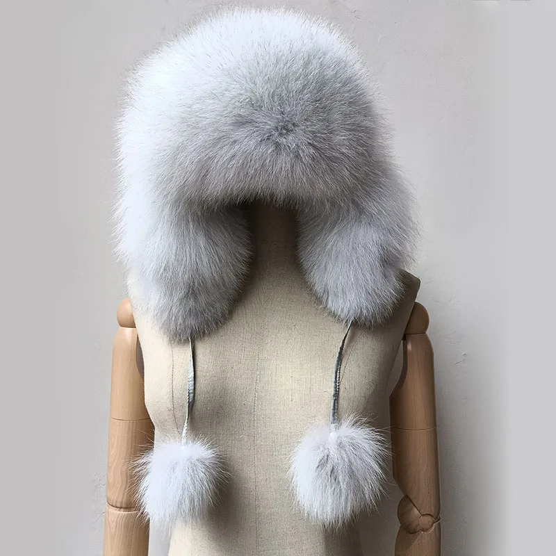 

Real Women Fox Fur Hat With earflap Warm Winter Ladies Thick Real Raccoon Fur Hats 2018 New Hot sale Russia Geunine Fox Fur Cap