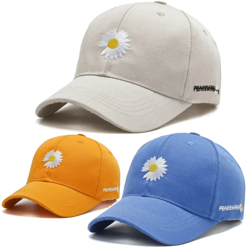 2021 Hot New Women Men Tennis Caps Baseball Cap Female Daisies Summer Outdoor Adjustable Embroidered Women Trucker Hats Dad Hat